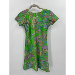 Southwind Apparel Green Paisley Mini Dress Short Stretch Small Made in USA